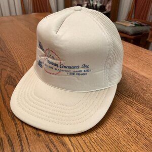 Vintage All American Contractors Blackfoot, Idaho White Snapback Trucker Hat Cap